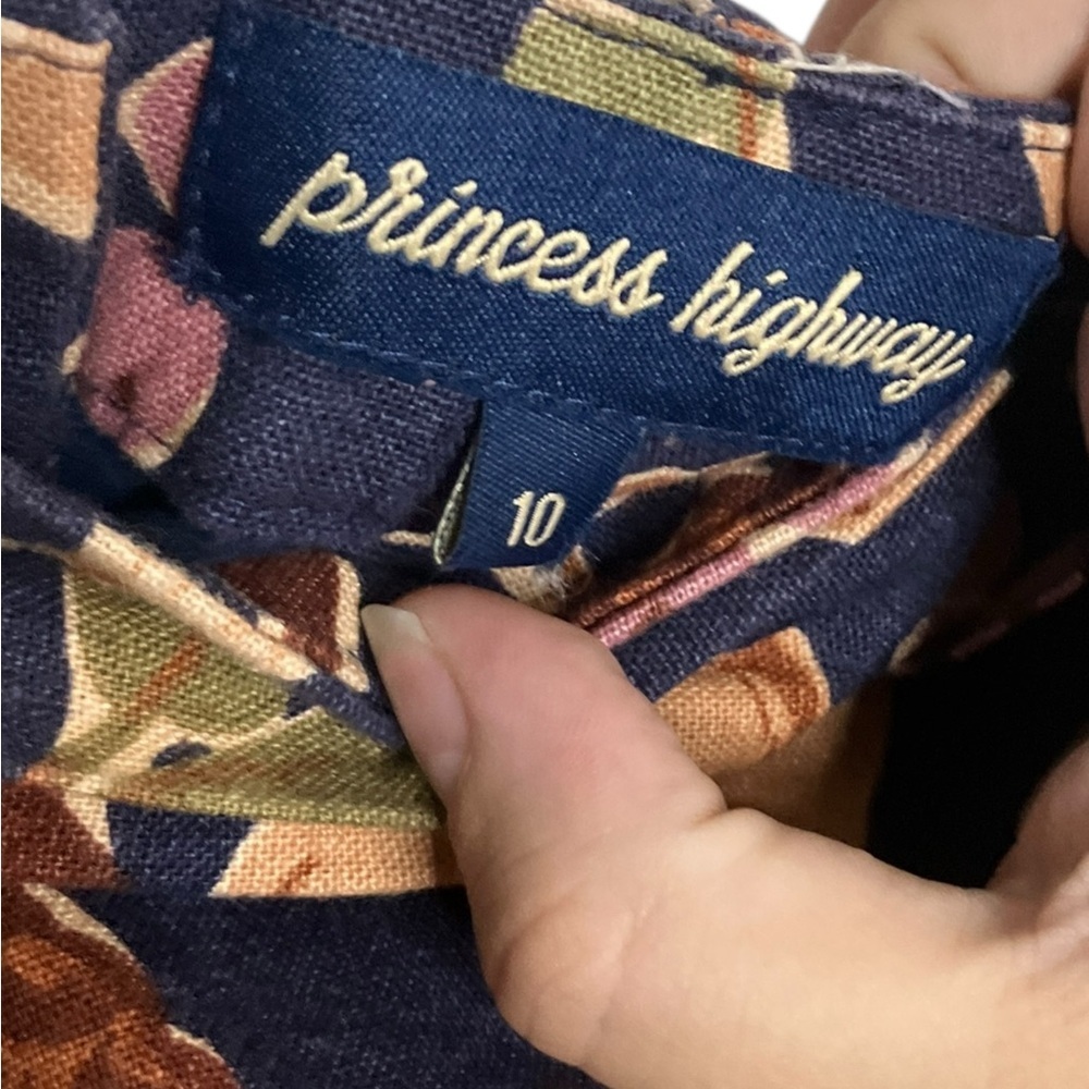 Cottagecore Mini Skirt S Autumn Forest Novelty Print Belted Whimsical Navy - Picture 4 of 7